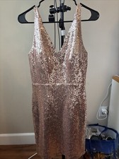 Nightway Women's V-Neck Sequined Sheath Gold Dress