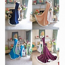 Faux Fur Shawl with Muff Winter Bridal Cape Christmas Cloaks Jackets Hooded Perf