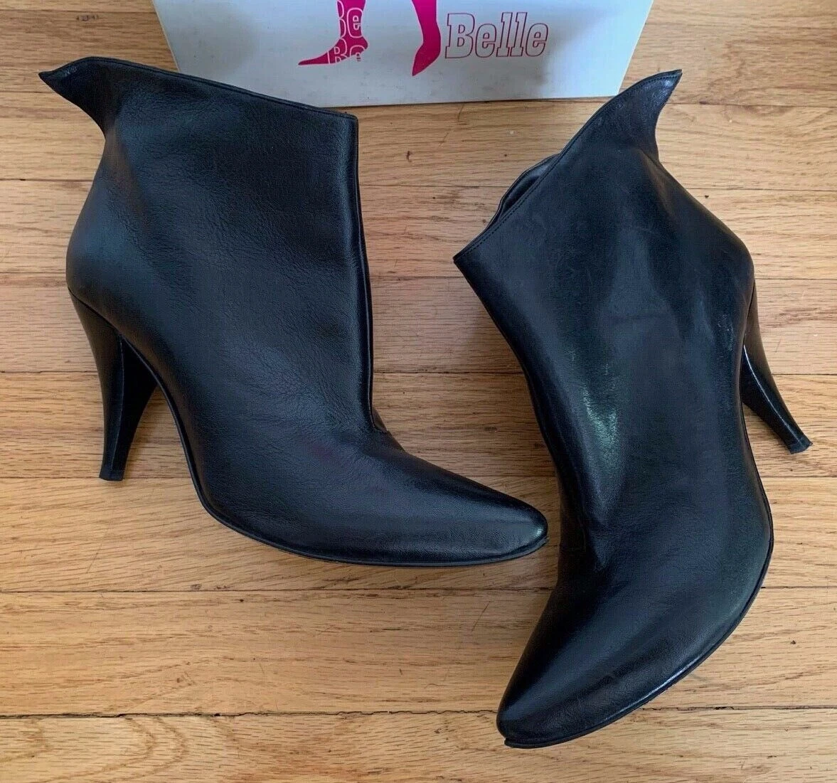 Belle by Sigerson Morrison black high heel booties 80 s 90 s style