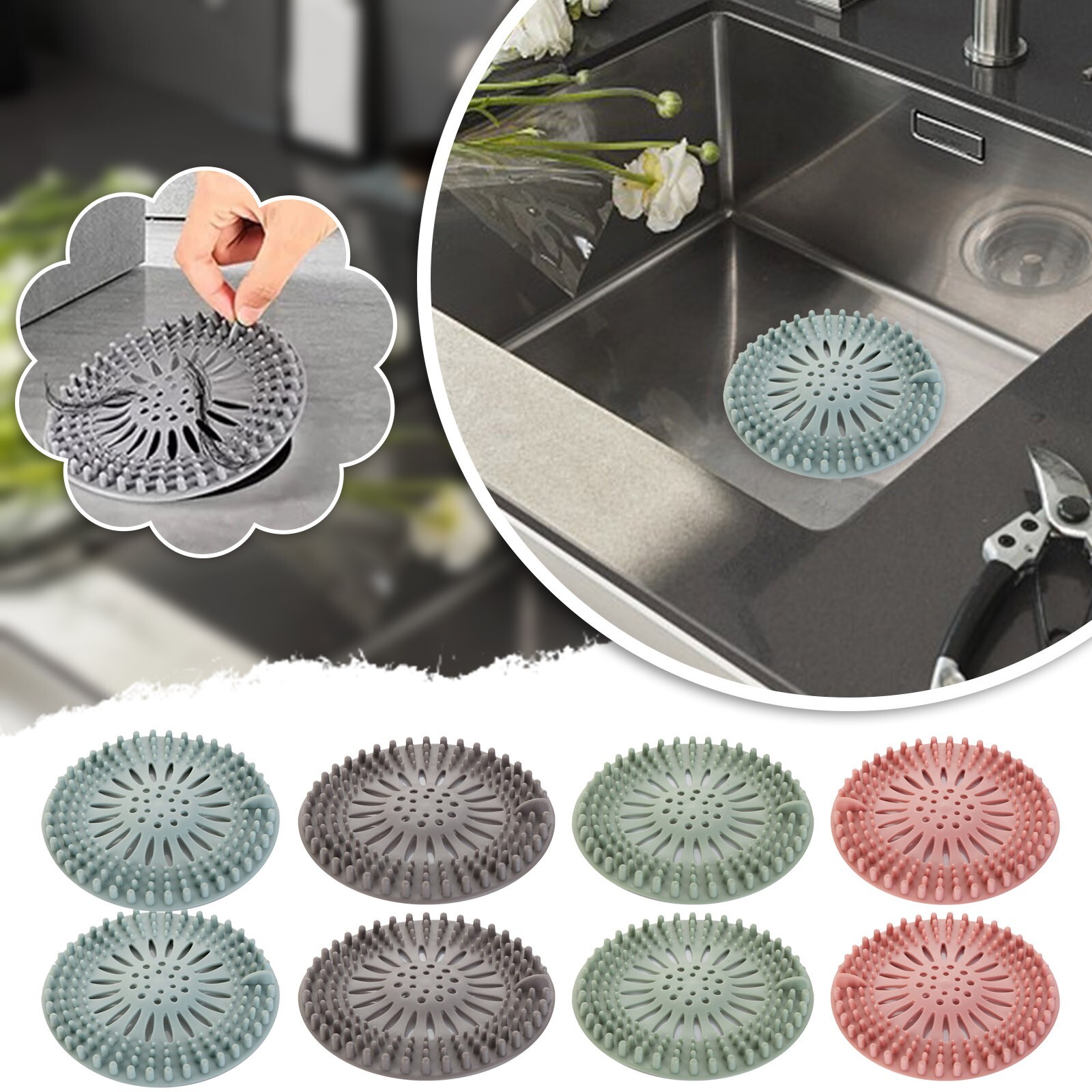 2 Pack Disposable Shower Drain Hair Catcher Mesh Sticker Strainers for Shower