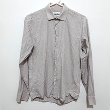 Calvin Klein Dress Shirt Mens Pink White Long Sleeve Button Up Slim Fit Size 41