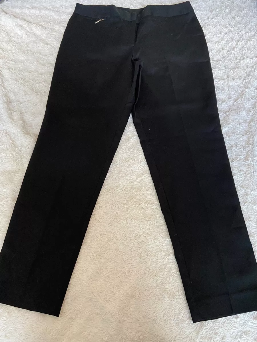 Anne Klein Woman's Black Pull On Stretch Straight Leg Work Pants Size 10