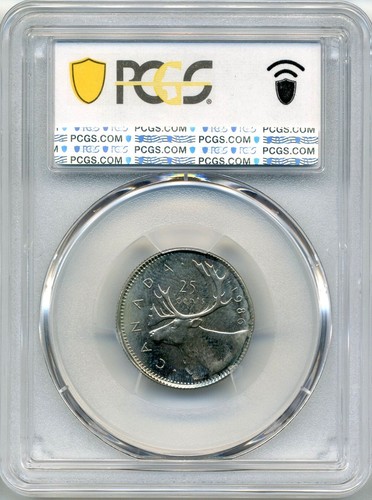 1986 Canada 25 Cent MINT ERROR, Struck on 5 Cent Planchet - PCGS MS 65 - Picture 2 of 3