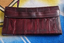 Vintage eel skin woman's classic Wallet Burgundy