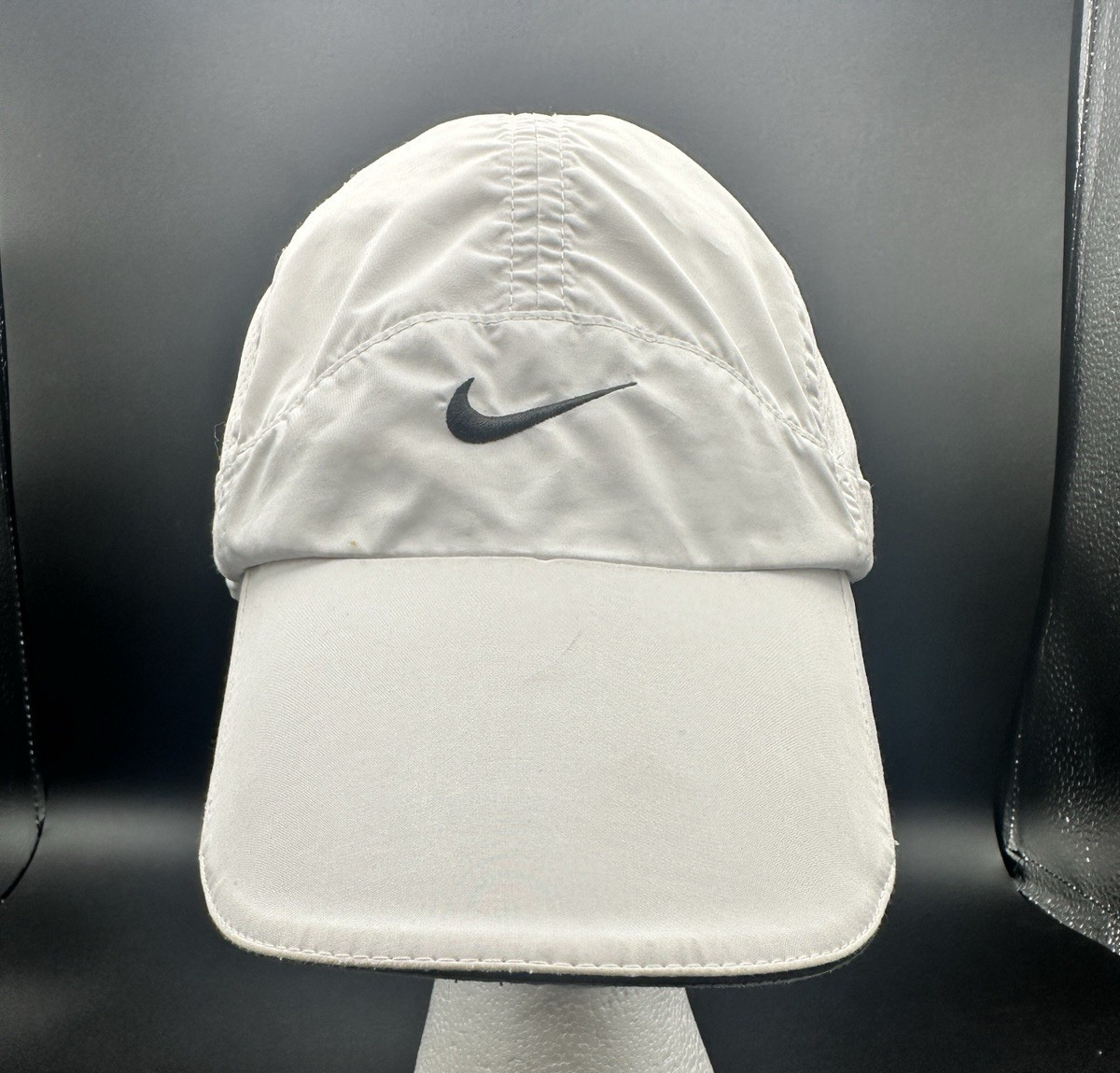 Nike Tailwind Hat 7 Panel White Dri Fit Cap Adult Adjustable Strapback Swoosh image 2