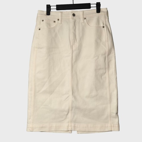 J. Gonna midi Crew Factory in denim bianco nuova con etichetta - Foto 3 di 9