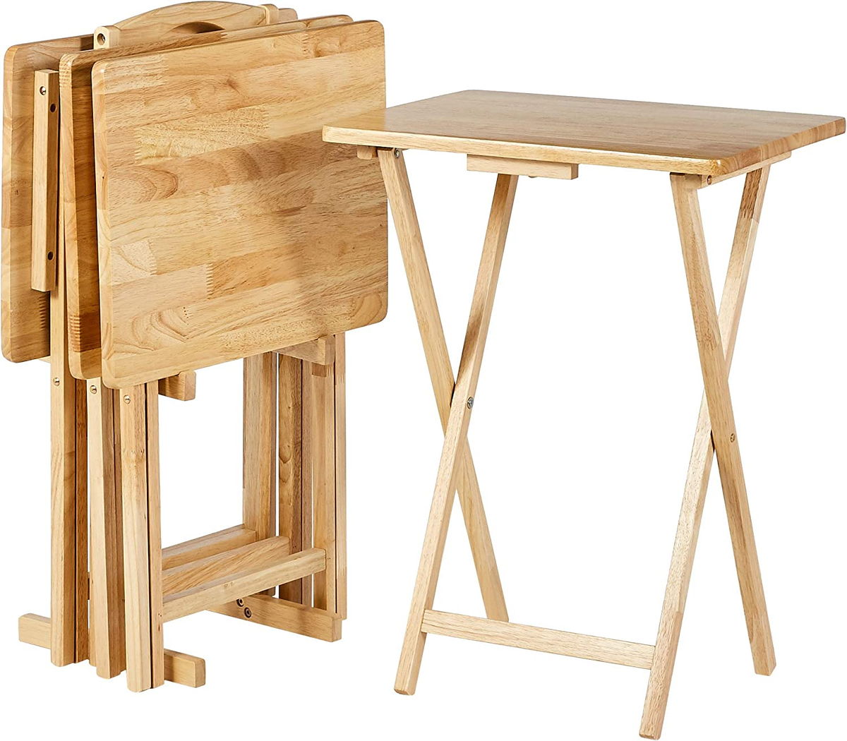 Mesita Auxiliar Billy De Madera De Cerezo | Plegable Con Bandeja Extraíble | Ruedas Antimarca | Laubmann Arredamenti Italia