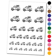 Cute Truck with Flag Temporary Tattoo Water Resistant Set Collection