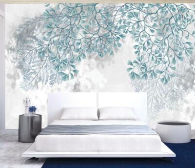 3D Blue Leaves 3789NA Wallpaper Wall Murals Removable Wallpaper Fay