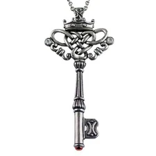 Monarch Large Key Pendant Necklace Red Agate & Cubic Zirconia Jewelry Controse