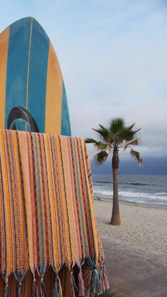 黄色橙色波西米亚土耳其棉沙滩浴巾 - 海滩公民 — 第 3/4 张图片