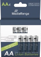 20 Mediarange Akku Aa Mit USB-C Anschluss Li-Ion Mignon 1.5V 1.400Mah Ladekabel