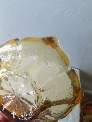 Vintage Viking Art Glass Amber Epic Stockholm Spiked Bowl - Picture 4 of 9