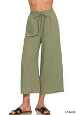 Trendsi Crepe Cropped Pants Women's Casual Elastic Waist Comfy Lightweight