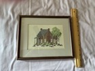 Vintage Needlepoint Cross-Stitch Country Home Framed Picture — photo 3