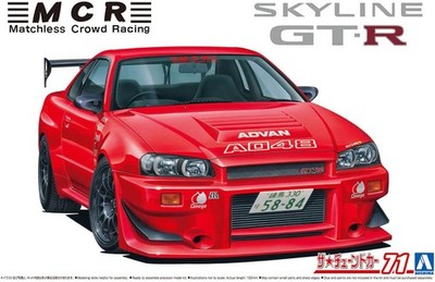 2002 Nissan Skyline GT-R BNR34 MCR 1:24 Model Kit Bausatz Aoshima 063514