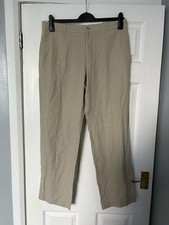 M&S Collection Mens Beige Straight Leg Trousers Waist 34 Length 31