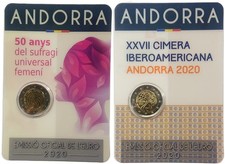 2 x 2 Euro Sondermünze Andorra 2020 Frauenwahlrecht + Iberoamerikansicher Gipfel