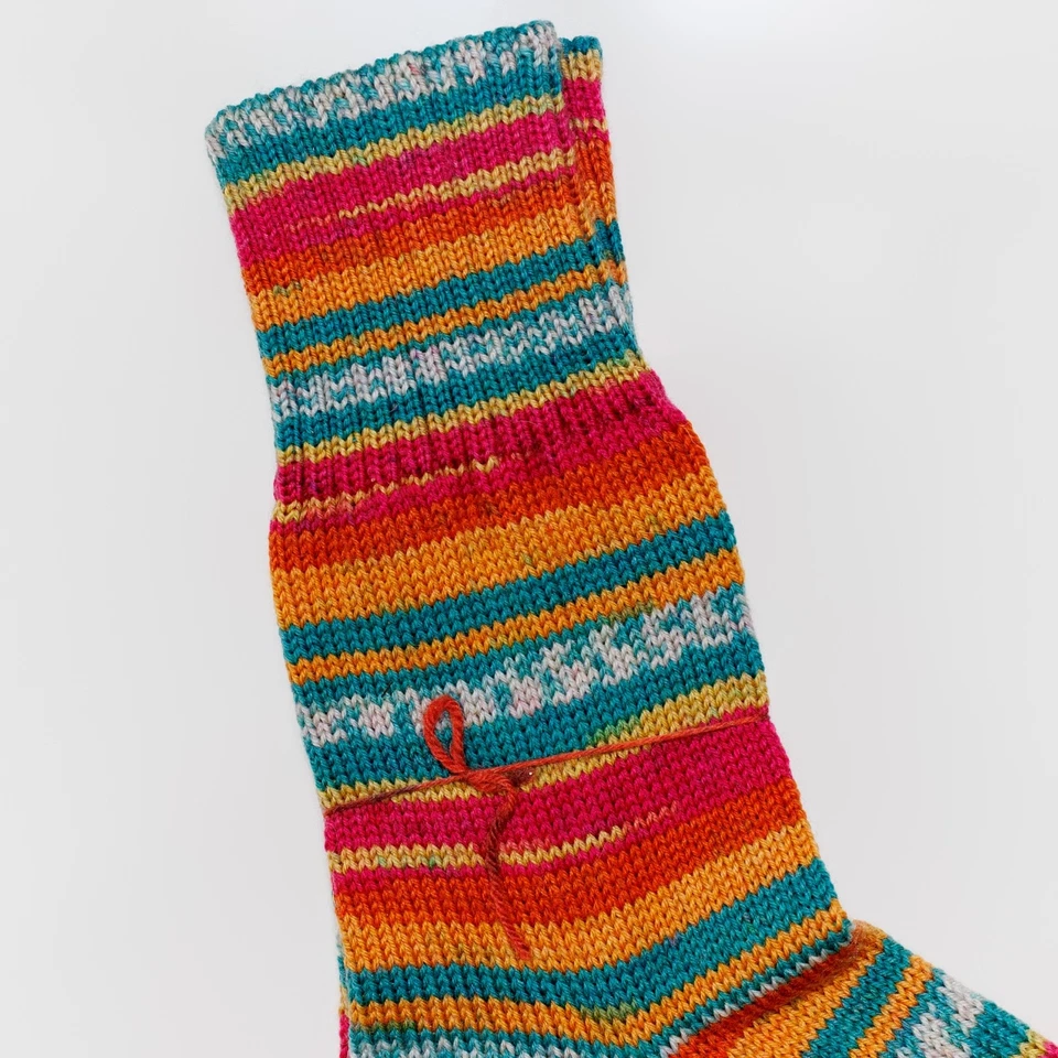 Handmade Wool Knit Socks | Colorful Striped Turkish Yarn - Image 4 of 4