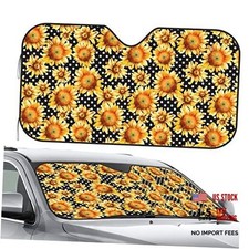 Front Window Car Sun Shade Windshield- Sunflowers Watercolor Point Foldable