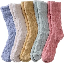 DoSmart Fuzzy Socks For Women Slipper Warm Fluffy Soft Winter 5 Pairs Color D 