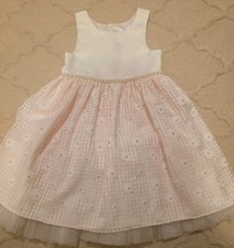 American Princess Girls Dress Gown Sz 6x 7 Pink Rose Skirt Pearls Formal