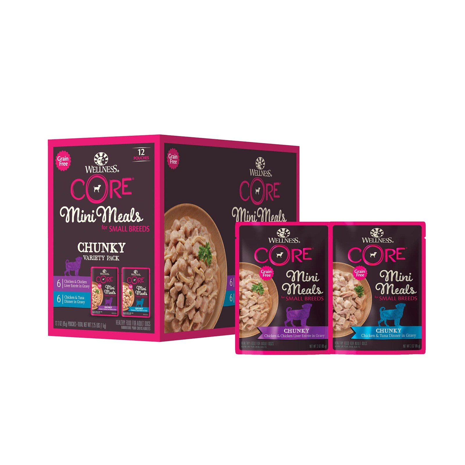 Wellness Core Grain Free Small 4.5 Pound (Pack of 1), Chunky Variety Pack