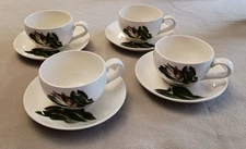4 Vintage Santa Anita Ware Flowers of Hawaii Cup Saucer Night Blooming Cereus