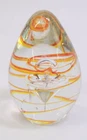 Vtg Art Glass Egg Shaped Hand Blown Murano Style Paperweight Figurine Orange