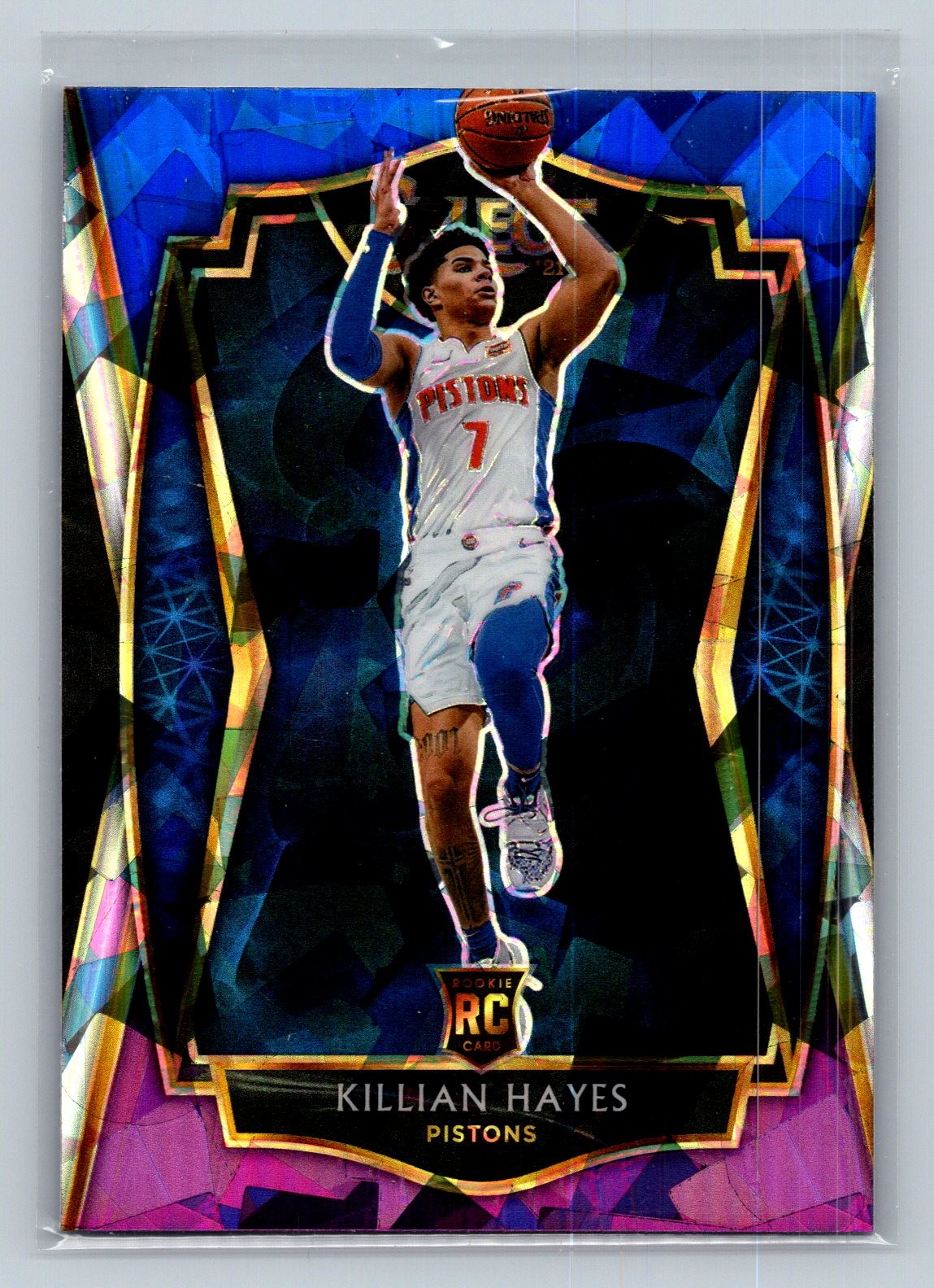 2020-21 Select #181 Killian Hayes Blue White Purple Cracked Ice Rookie Pistons
