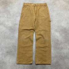 Dickies Carpenter Trousers Mens 35" Relaxed Fit Flannel Lined Pants, Beige