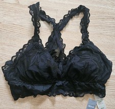 Aerie Women's Lace Bralette Size Medium, New With Tags, Removable Pads, Black