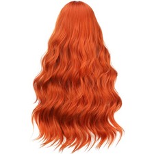 Heat Resistant Synthetic Fiber Long Curly Wig 26 Inches with Orange Highlights