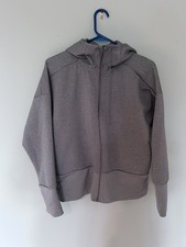 Nike Dry Full-Zip Logo Training Hoodie Loose Gray Women's Sz Small
