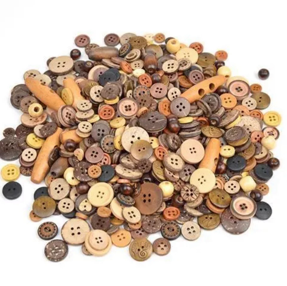 20 Mixed Vintage Wood Buttons Lot For Sewing Diy Project Special Shape buttons - Image 3 of 4