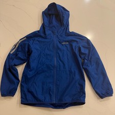 Adidas Kids Blue Hooded Track Jacket Size S 8 Lightweight Activewear
