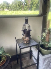 Metal Wire Wine Bottle Cork Holder with Colored Beads 14" x 4.25" x 4.25"