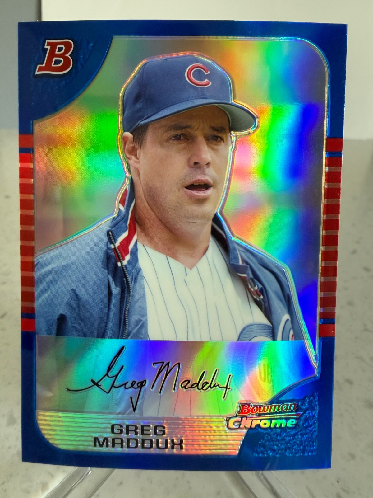 2005 Bowman Chrome 'Blue Refractor' Greg Maddux #84 serial'd /150 HOF'er