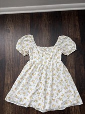 Altar’d State White Dress With Yellow Flowers -Small