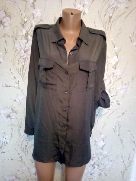 Women DKNY Shirt Grey Polyester L