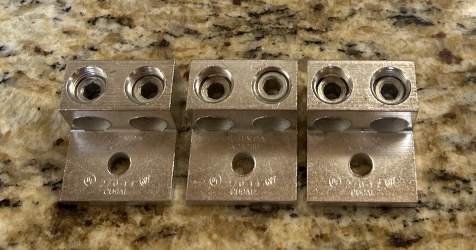 (3)-BURNDY K2A26U Two Conductor Aluminum Mechanical Lugs 391005 NEW 2/0-14 - Image 2 of 2