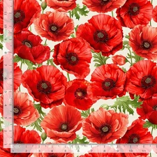 Poppy Passion Flowers Cream Fabric By Yard Cotton Timeless Treasures CD3802