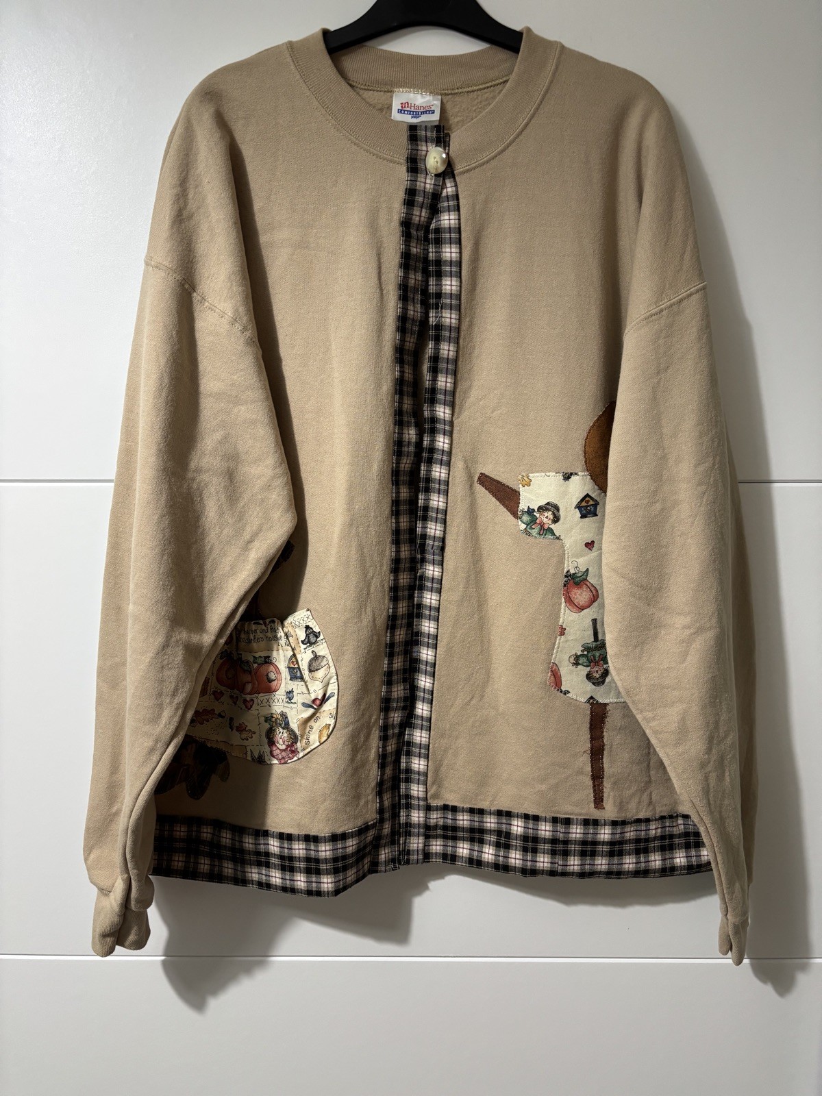 Vintage Handmade Novelty Patchwork Scarecrow Cott… - image 1