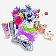 Halloween Wreath Making Supply Lot Sparkly Mesh Ribbon, Ribbon, Flowers/Accents