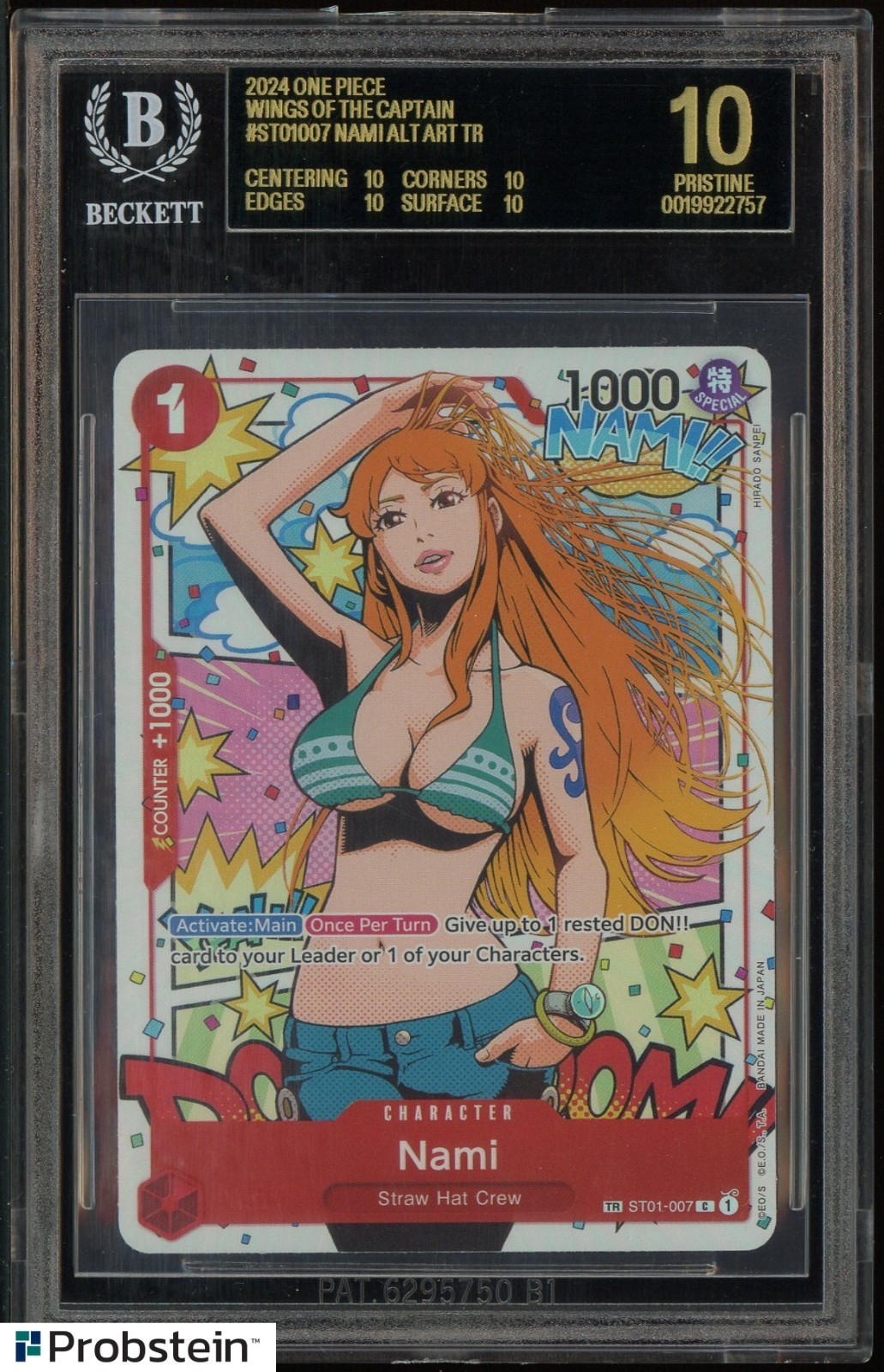 2024 One Piece Wings of The Captain #ST01007 Nami Alt Art TR BGS 10 BLACK LABEL
