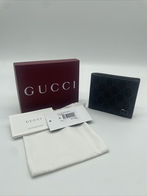 Gucci Bi-Fold Leder Geldbörse Schwarz Grau UVP 340£ NEU Siehe Fotos