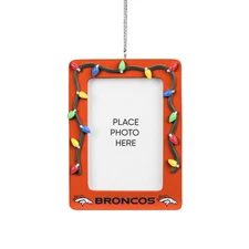 Denver Broncos Christmas Tree Holiday Ornament - Logo Color Lights Photo Frame