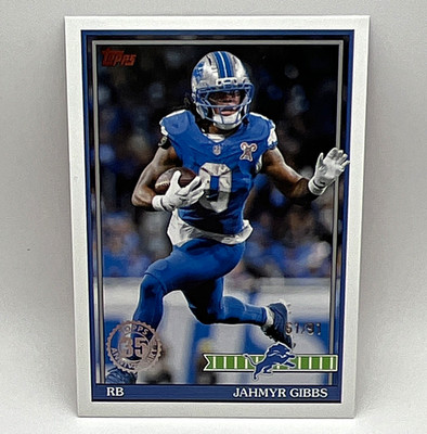 Topps NFL Jahmyr Gibbs Detroit Lions #91TF-39 Insert Serial Numbered 61/91