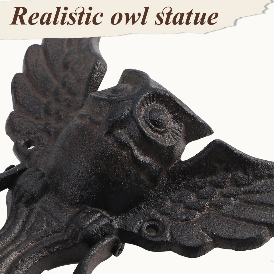 Antiguo llamador gótico de puerta delantera de búho de alta resistencia, puerta rústica de hierro fundido negro... Foto 3 de 4