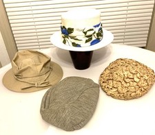 Antique Vintage Women's Hats Lot of 4 Ribbon Sun Easter plus